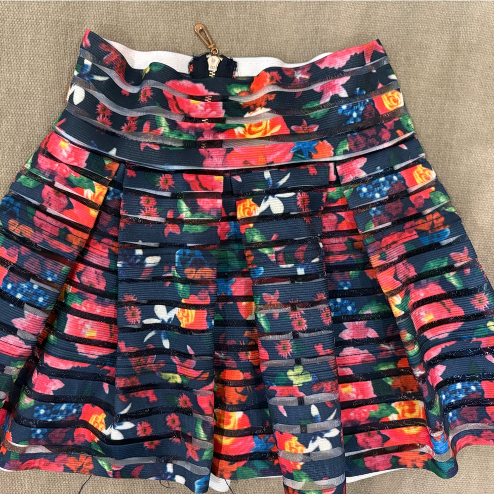 Emma&Elsa Navy Multi Floral Pleated Skirt